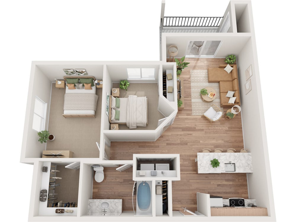 3d floorplan for Root apartment layout
