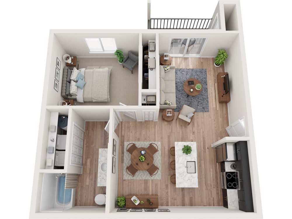 3d floorplan for Sapling apartment layout