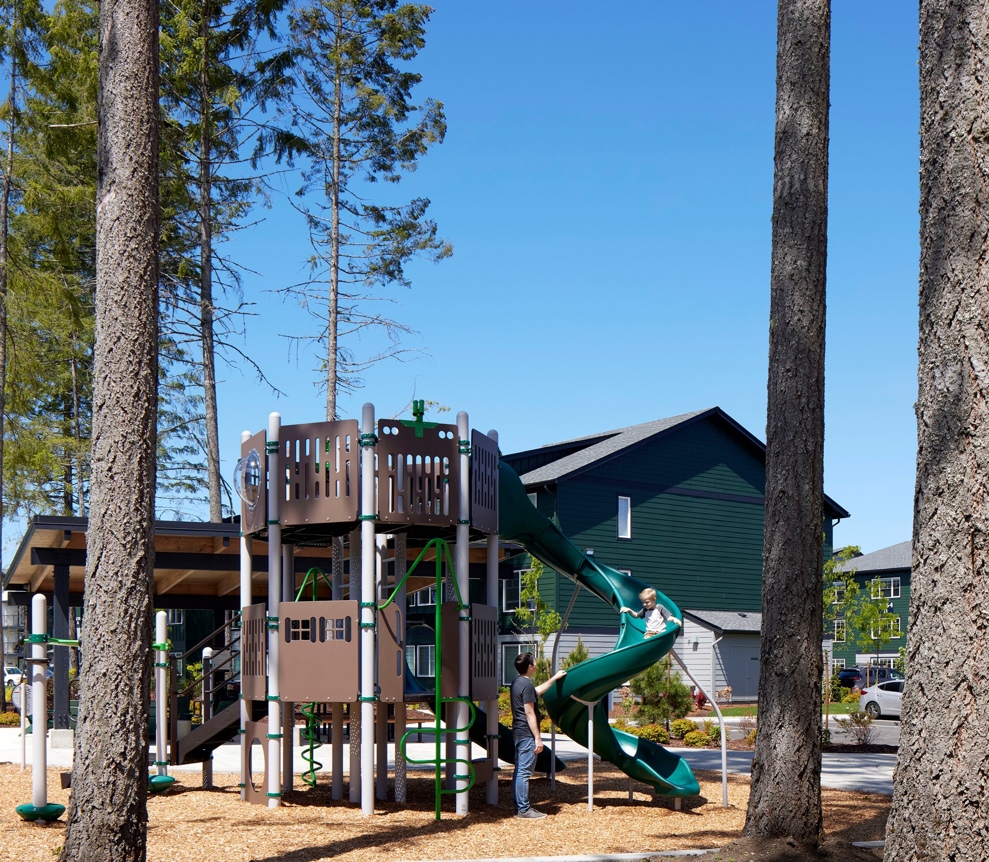 Recreation and playground area at The Tilden Lacey apartments